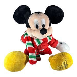 Disney Store Holiday Mickey Mouse Plush 17” Christmas Scarf Jacket 2010 Stuffed